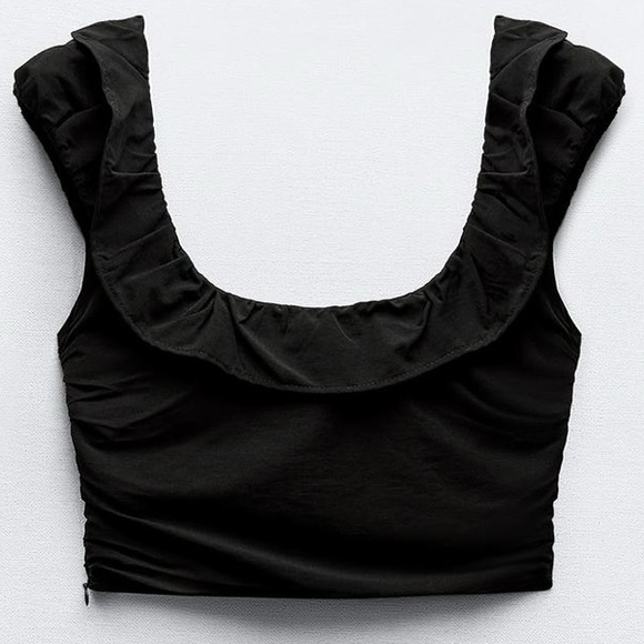 ZARA RUFFLED STRETCH TOP - Picture 13 of 14